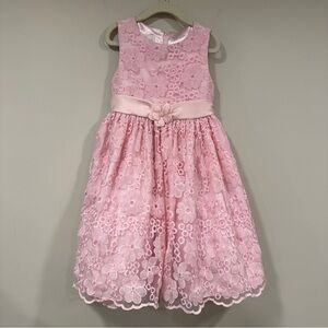 AMERICAN PRINCESS Pink Embroidered Design Overlay Tulle Layered Dress Size 6